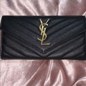 YSL Matelasse Large Black Wallet